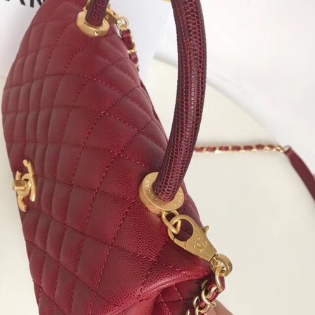 Chanel Classic Top Handle Bag Original Caviar Leather A92215 Deep red