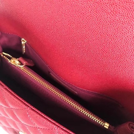 Chanel Classic Top Handle Bag Original Caviar Leather A92215 Deep red