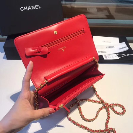 Chanel WOC Original sheepskin Leather Flap Shoulder Bag D33814 red