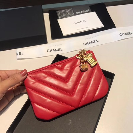 Chanel Sheepskin Leather Coin Purse 2214 red