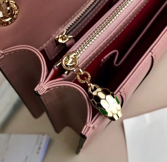 BVLGARI Serpenti Forever leather shoulder bag 3788 pink