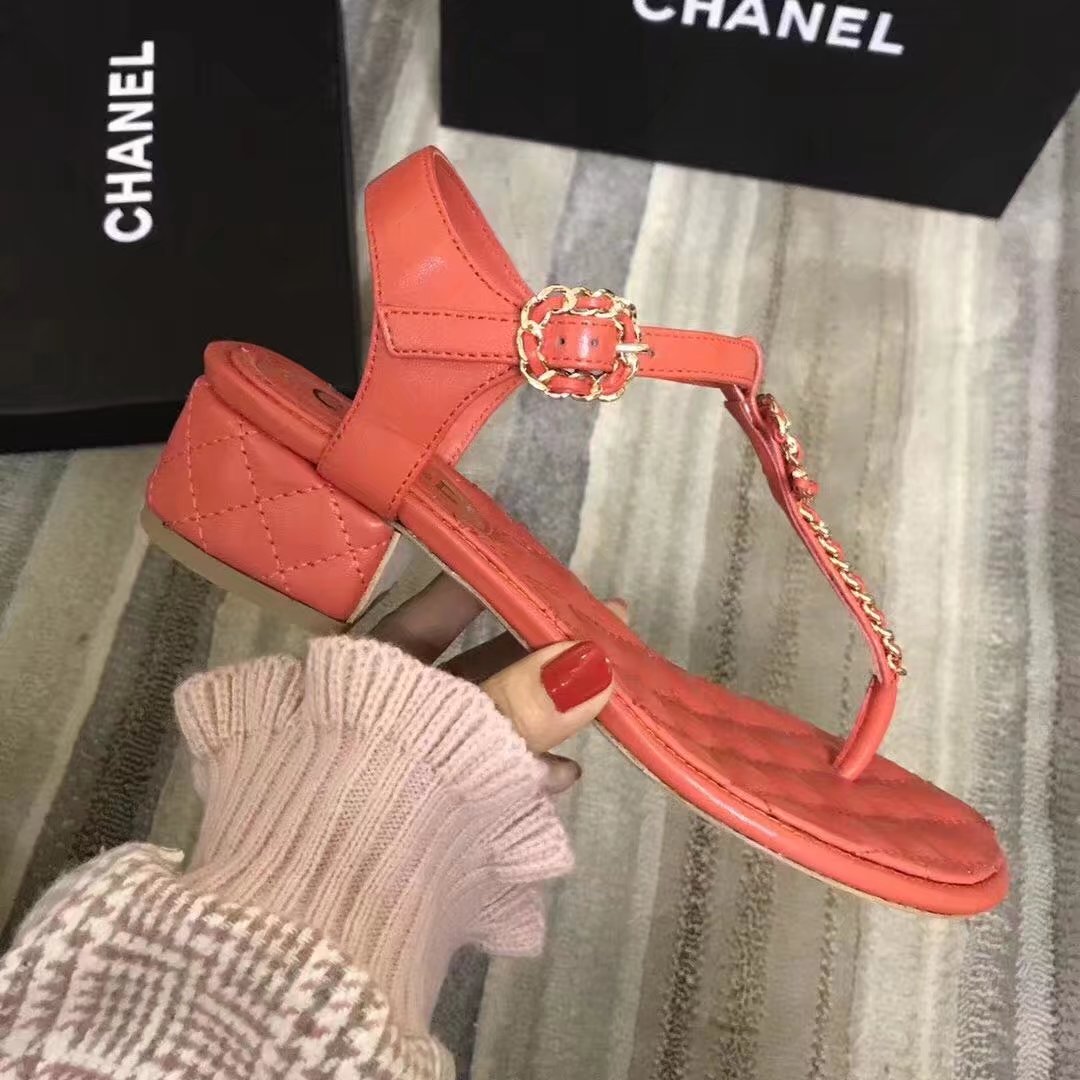 Chanel sandals CH2328LS Watermelon Red heel of a shoe 4CM