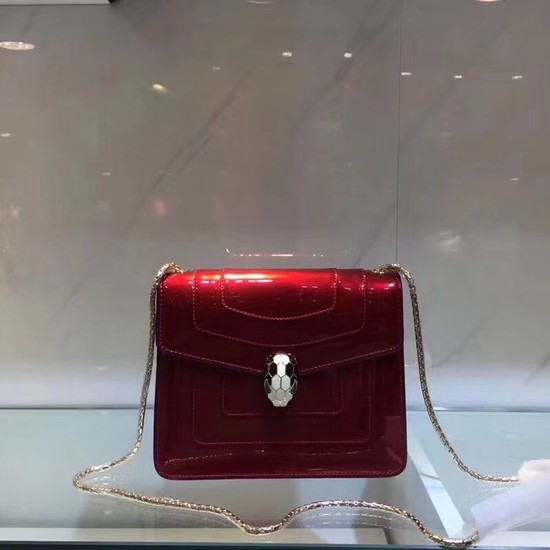 BVLGARI Serpenti Forever metallic-leather shoulder bag 08962 red