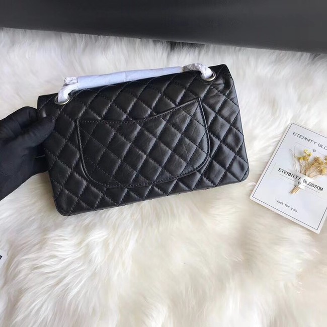 Chanel Flap Original Cowhide Leather 30225 black Silver chain