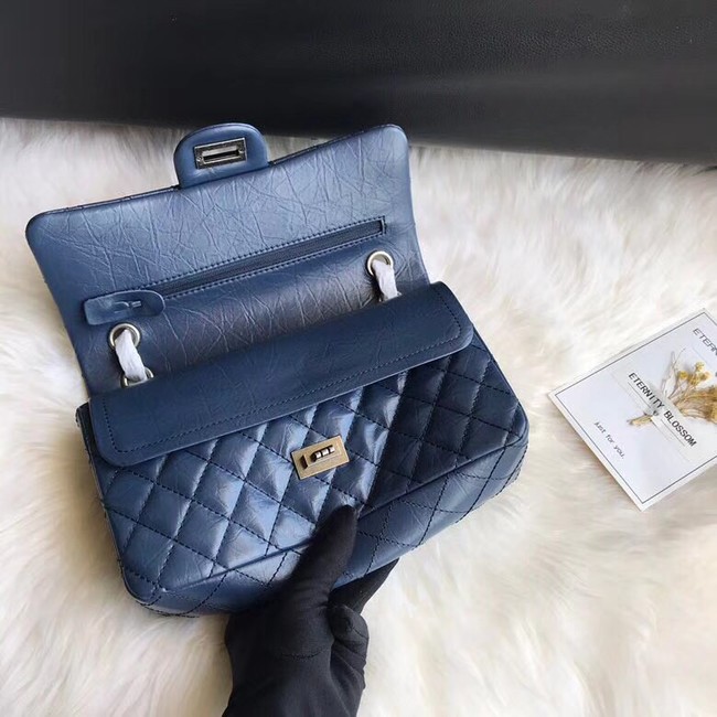 Chanel Flap Original Cowhide Leather 30225 blue Silver chain