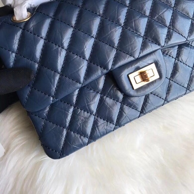 Chanel Flap Original Cowhide Leather 30225 blue gold chain