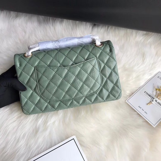 Chanel Flap Original Cowhide Leather 30225 green gold chain