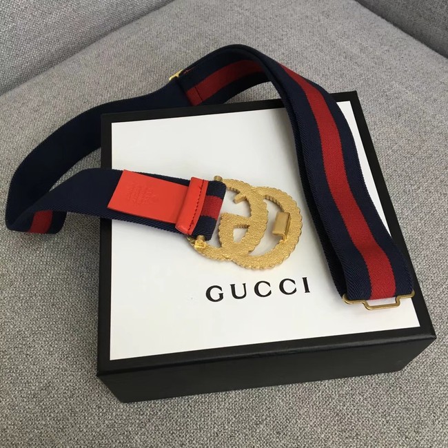 Gucci Web elastic belt with torchon Double G buckle 524101 red&blue