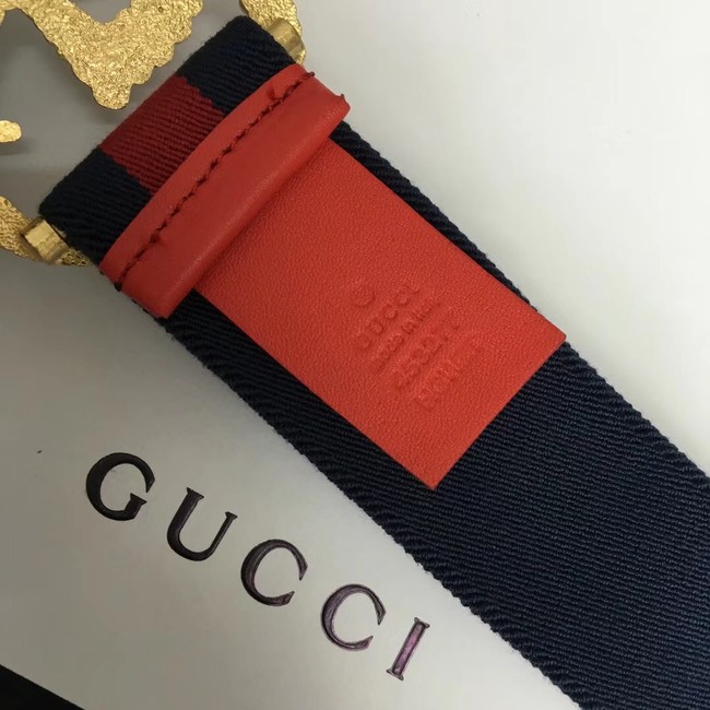 Gucci Web elastic belt with torchon Double G buckle 524101 red&blue