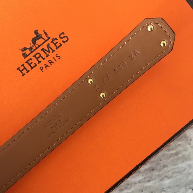 Hermes original epsom leather Kelly belt H069854 orange gold plated metal