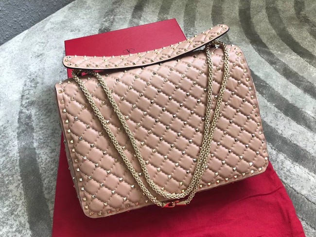 VALENTINO Spike quilted leather large shoulder bag 0027 pink