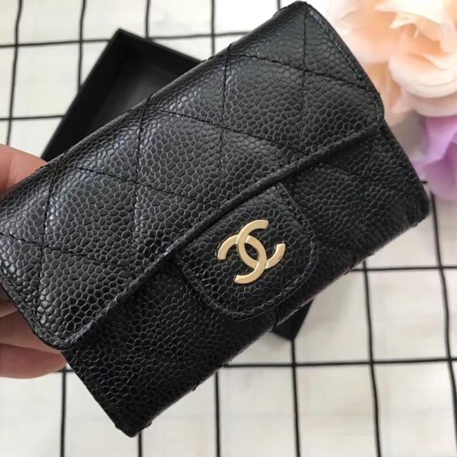 Chanel Classic Card Holder A31504 black gold-Tone Metal