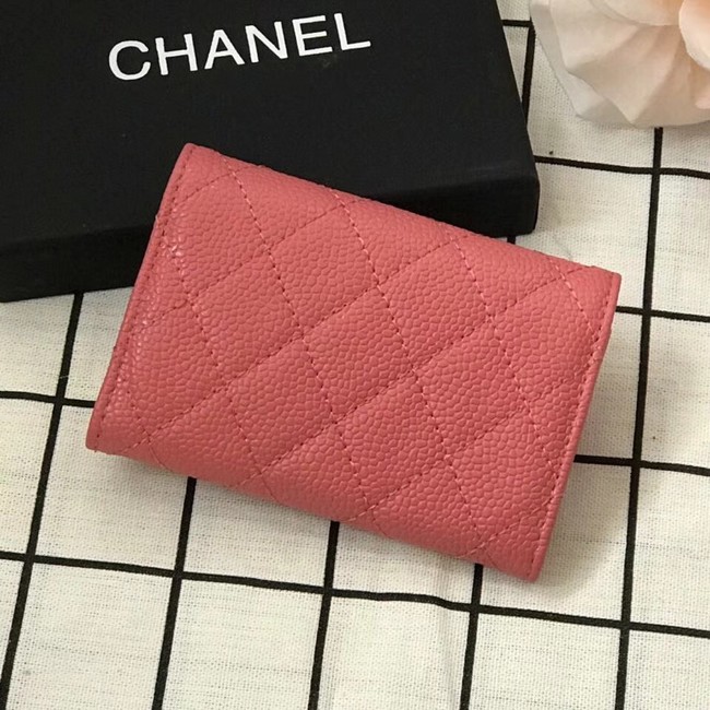 Chanel Classic Card Holder A31504 pink gold-Tone Metal