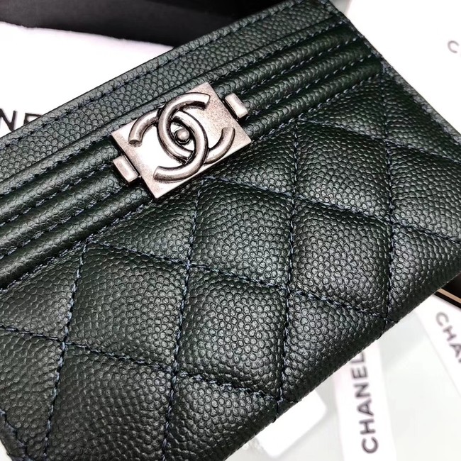 BOY CHANEL Card Holder A84431 Blackish green