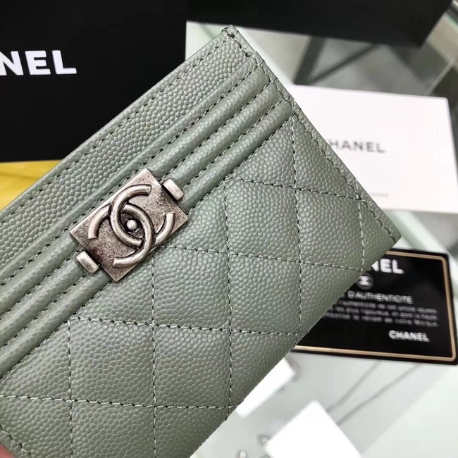 BOY CHANEL Card Holder A84431 green