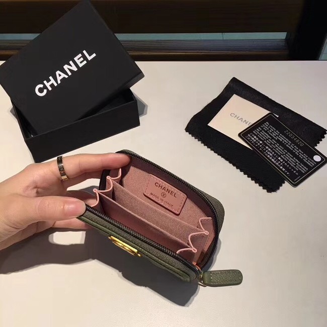 BOY CHANEL Coin Purse A80602 green