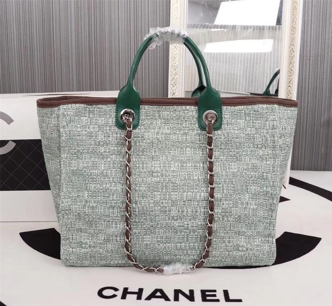 Chanel Medium Canvas Tote Shopping Bag 8099 green