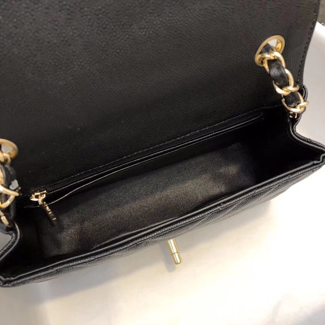 Chanel Small Classic Handbag Grained Calfskin & Gold-Tone Metal A69900 black