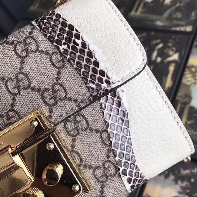 Gucci Padlock snakeskin small shoulder bag 432182 white