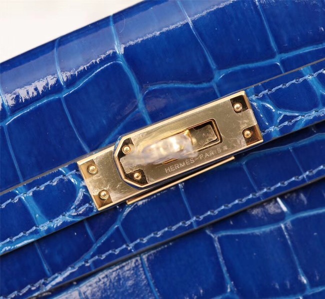 Hermes Kelly 19cm Tote Bag crocodile Leather KL19 blue