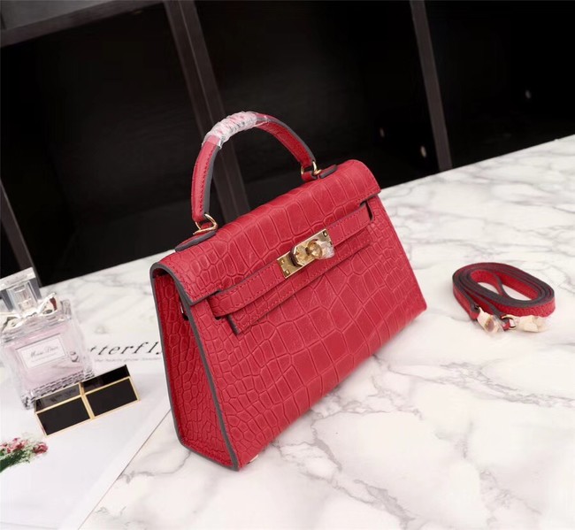 Hermes Kelly 19cm Tote Bag crocodile Leather KL19 red