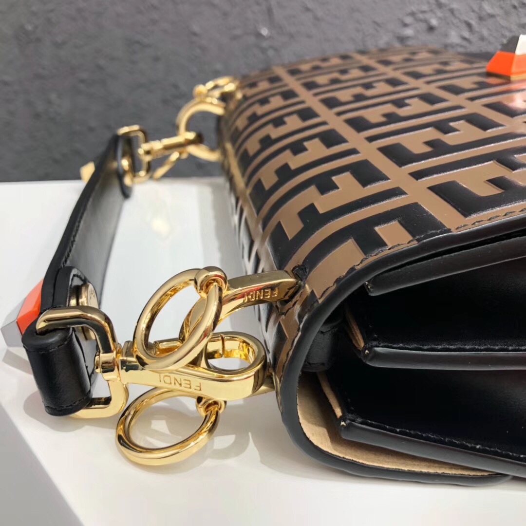 FENDI Kan I Leather Shoulder Bag 13137