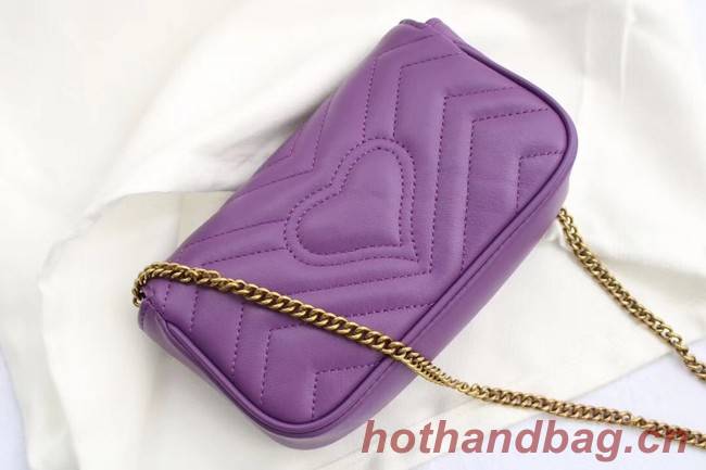 Gucci GG Marmont matelasse leather super mini bag 476433 purple