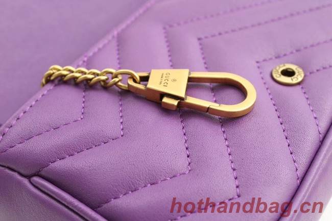 Gucci GG Marmont matelasse leather super mini bag 476433 purple