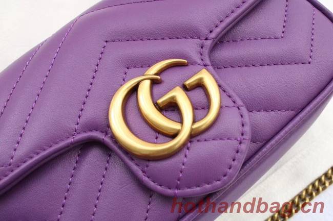 Gucci GG Marmont matelasse leather super mini bag 476433 purple