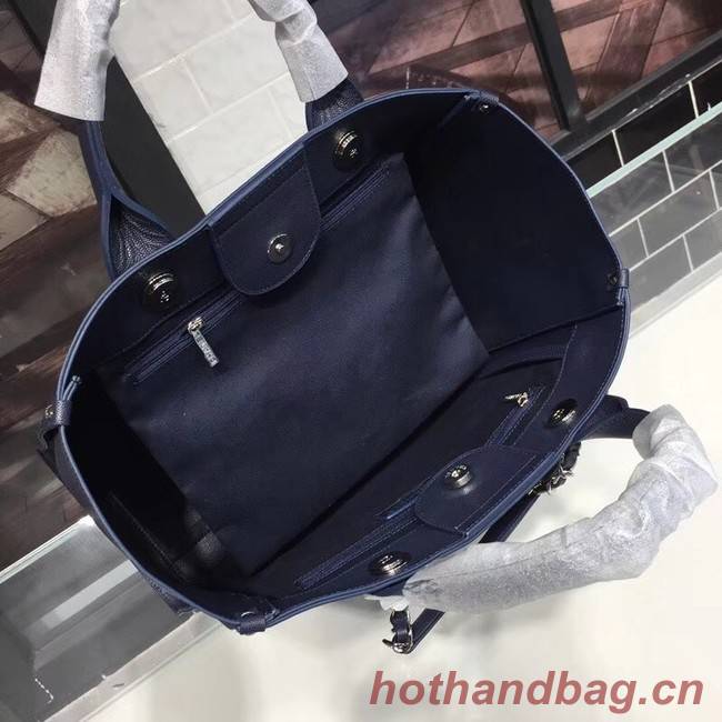 Chanel original Calfskin Leather Tote Bag 78900 Navy Blue