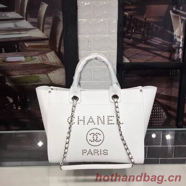 Chanel original Calfskin Leather Tote Bag 78900 white