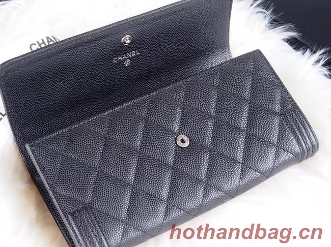 BOY CHANEL Flap Wallet A80286 black silver-Tone Metal