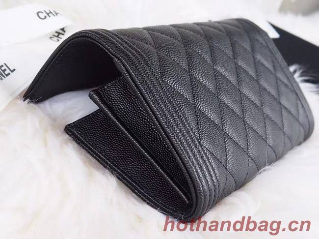 BOY CHANEL Flap Wallet A80286 black silver-Tone Metal