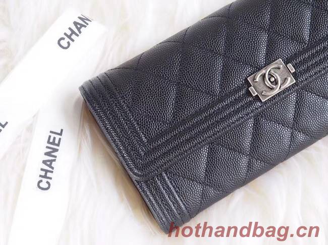 BOY CHANEL Flap Wallet A80286 black silver-Tone Metal