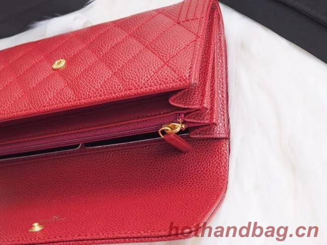 BOY CHANEL Flap Wallet A80286 red gold-Tone Metal