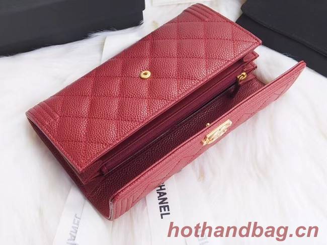 BOY CHANEL Flap Wallet A80286 red gold-Tone Metal