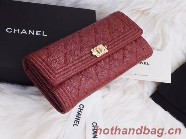 BOY CHANEL Flap Wallet A80286 red gold-Tone Metal