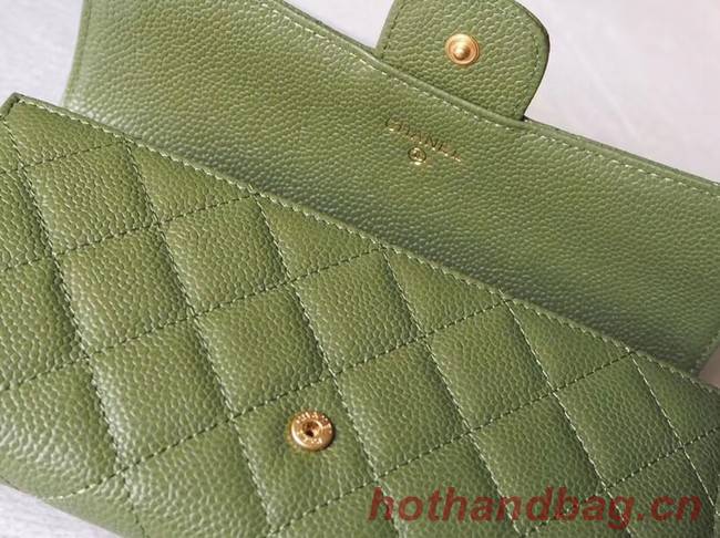 Chanel Classic Flap Wallet A31506 green Gold-Tone Metal