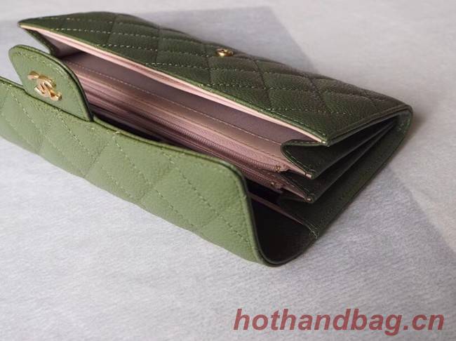 Chanel Classic Flap Wallet A31506 green Gold-Tone Metal