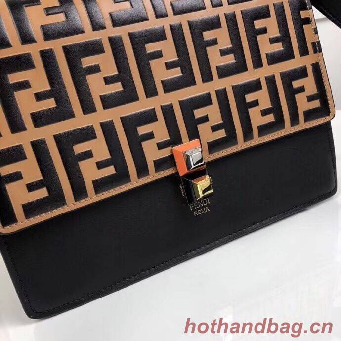 FENDI Kan I Leather Shoulder Bag F9235 black