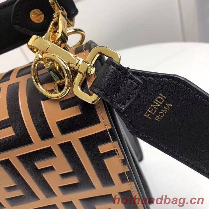 FENDI Kan I Leather Shoulder Bag F9235 black