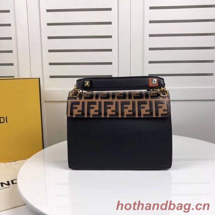 FENDI Kan I Leather Shoulder Bag F9235 black