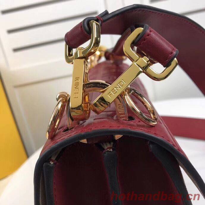 FENDI Kan I Leather Shoulder Bag F9235 red