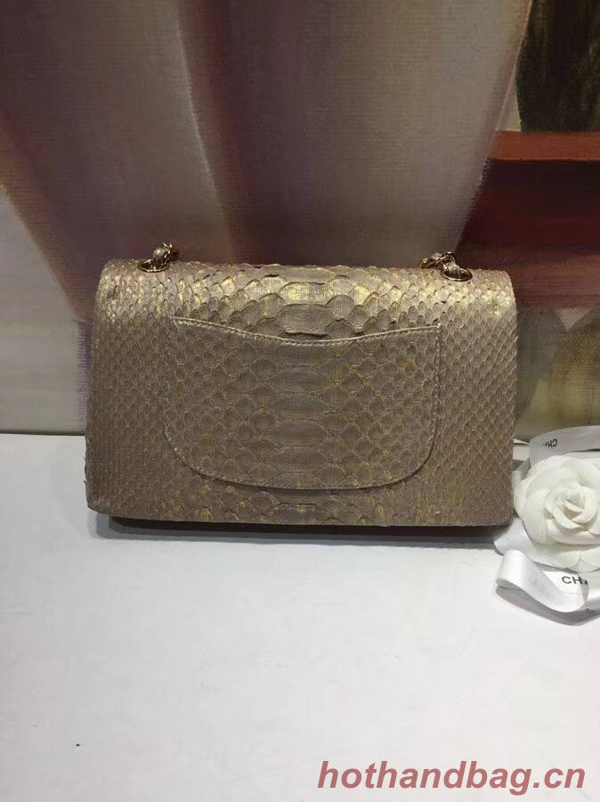 Chanel Classic Handbag Python & Gold-Tone Metal A01112 gold