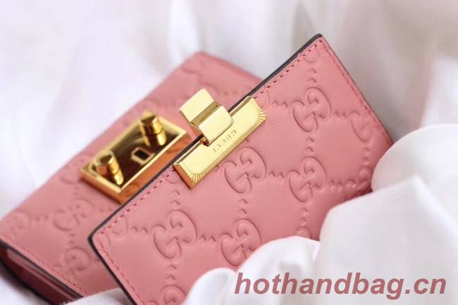 Gucci Leather french flap wallet 453155 pink