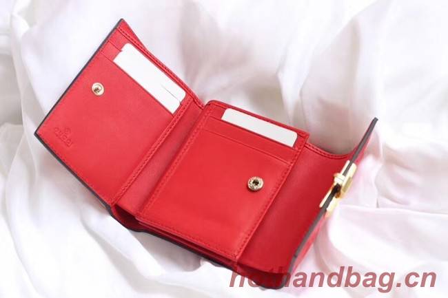 Gucci Leather french flap wallet 453155 red