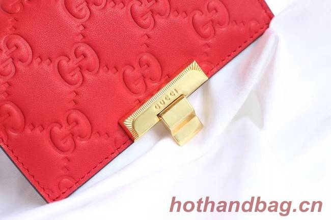 Gucci Leather french flap wallet 453155 red