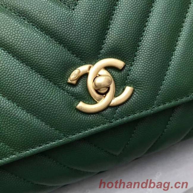 Chanel Small Flap Bag with Top Handle A92990 green