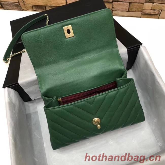 Chanel Small Flap Bag with Top Handle A92990 green