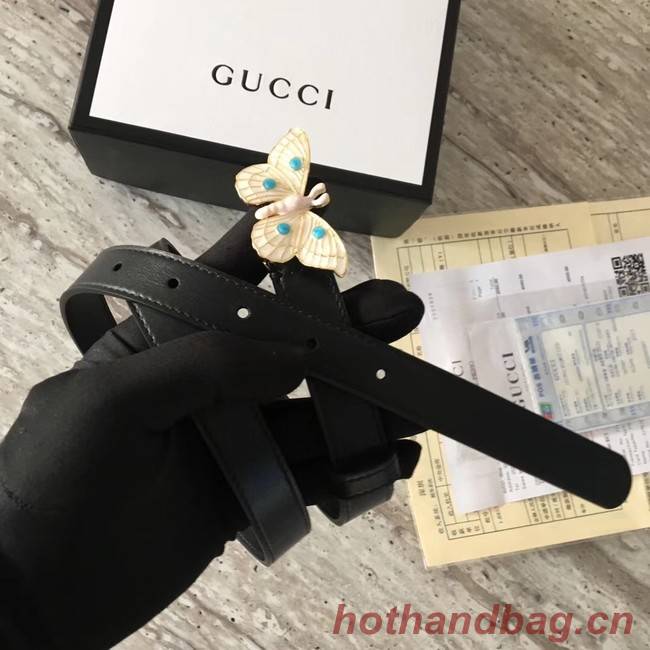 Gucci leather belt with butterfly A409418 Black